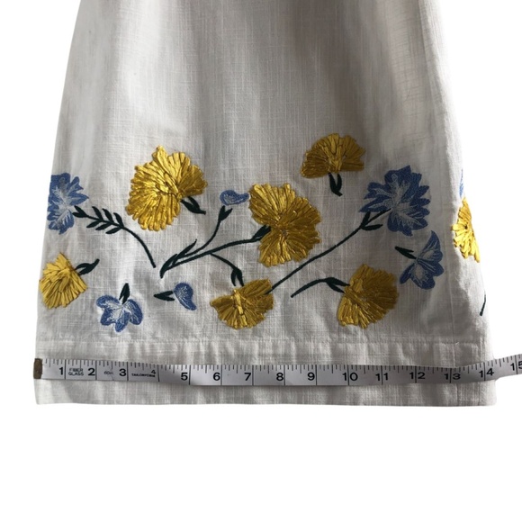 🌼 Club Monaco Embroidered Floral Cotton / Straw Embellished Jumpsuit - Size 2 - Picture 9 of 15